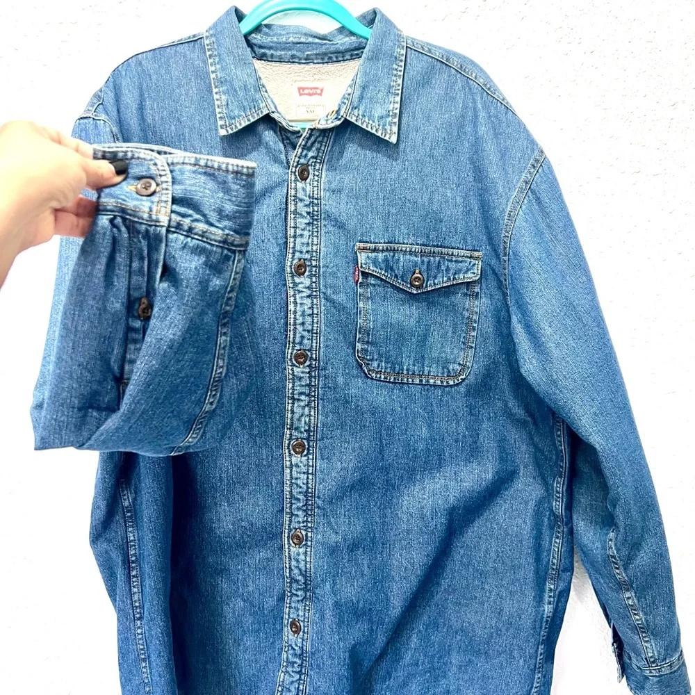 Levi's shacket Blue Sherpa-Lined Jacket XXL - Picture 3 of 7